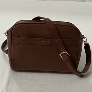 FURLA Avril Leather Crossbody Camera Bag Brown